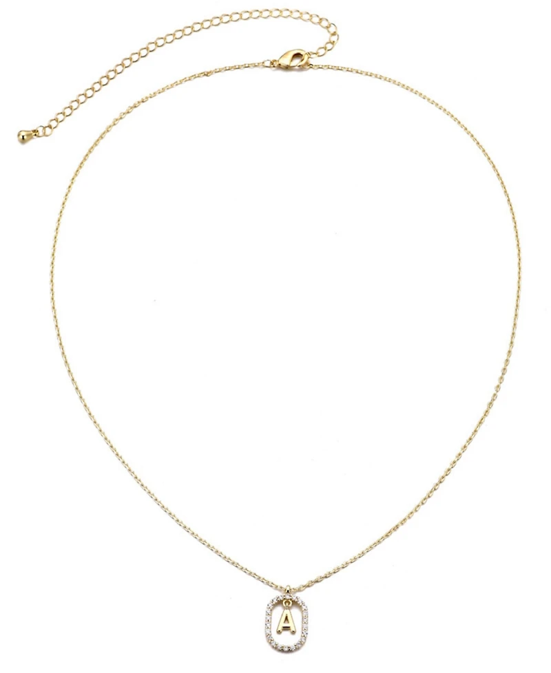 Adornia Gold Plated Cubic Zirconia Floating Letter Frame Necklace