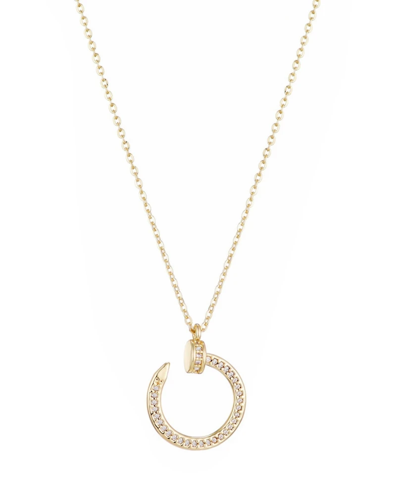 Adornia Gold Cubic Zirconia Curved Nail Ring Necklace