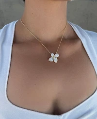 Adornia Gold Cubic Zirconia Oversized Flower Necklace