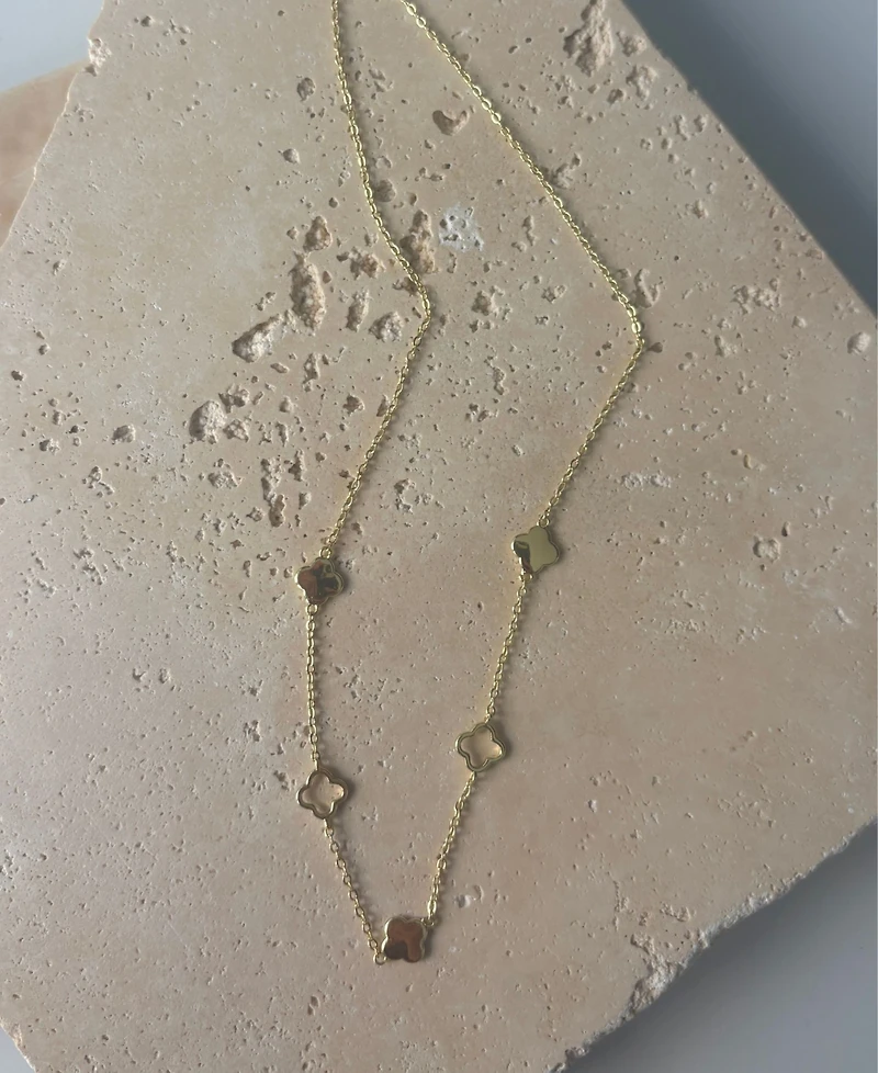 Adornia Gold Clover Station Necklace