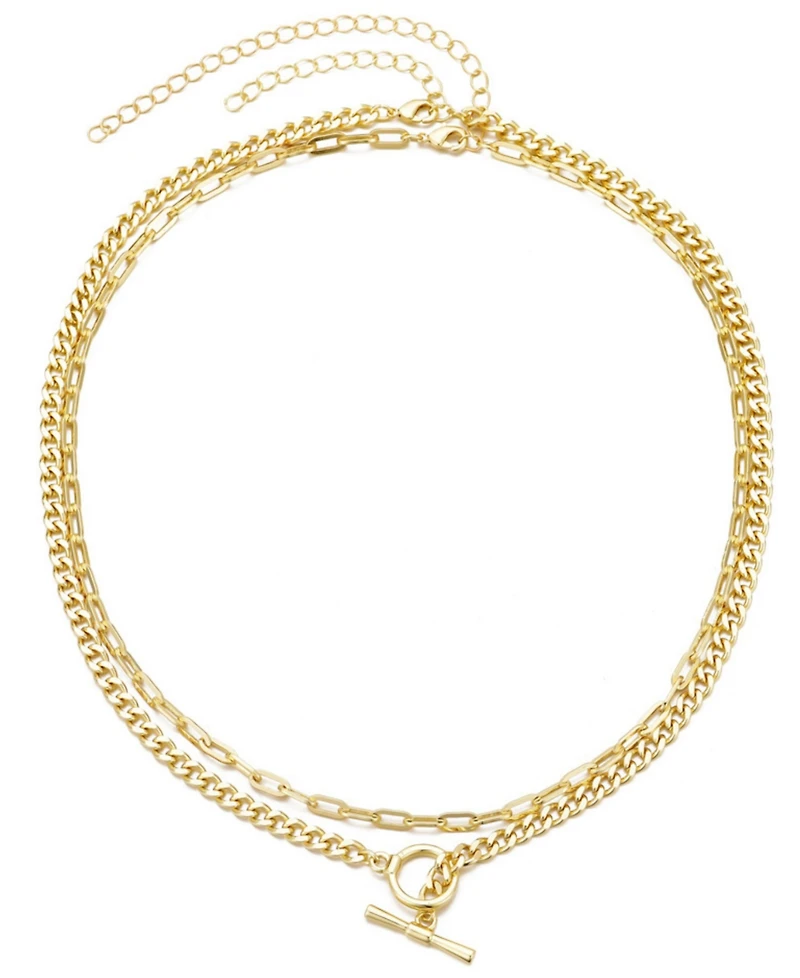 Adornia Gold Toggle and Paperclip Set of Two Necklaces