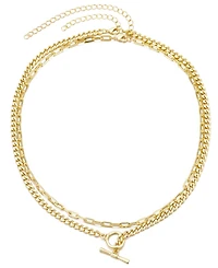 Adornia Gold Toggle and Paperclip Set of Two Necklaces