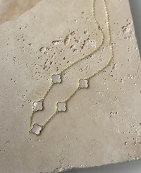 Adornia Gold Mother of Pearl Clover Station Necklace