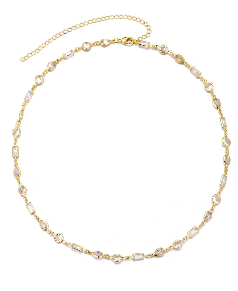 Adornia Gold Crystal Mixed Shape Necklace