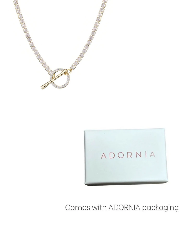 Adornia Gold Crystal Toggle Tennis Necklace