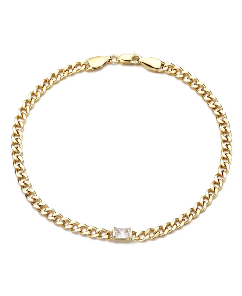Adornia Gold Crystal Curb Chain Anklet