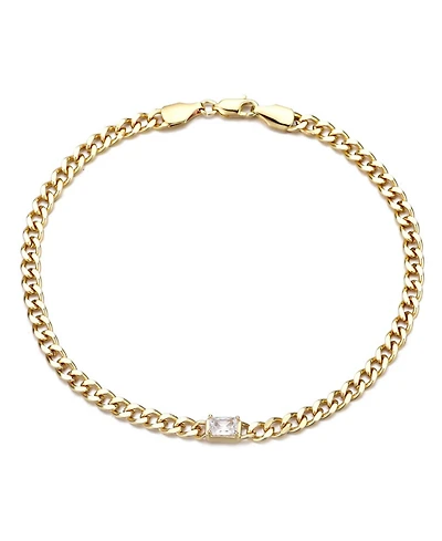 Adornia Gold Crystal Curb Chain Anklet