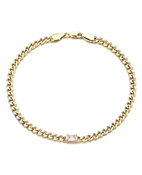 Adornia Gold Crystal Curb Chain Anklet