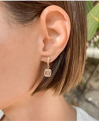 Adornia Rose Gold Cubic Zirconia Asher Cut Halo Huggie Earrings