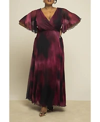 Fashion-szn Curve Women's Abstract Print Mesh Maxi Dress