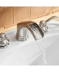 Greenspring 8 in. Waterfall Widespread 2-Handle Bathroom Faucet In Brushed Nickel