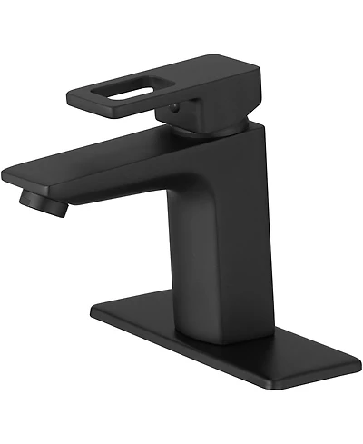 Greenspring Single Hole Single-Handle Bathroom Faucet with drain in Matte Black