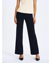 Miss Circle Women Yanin Navy Low-Rise Straight Leg Pants