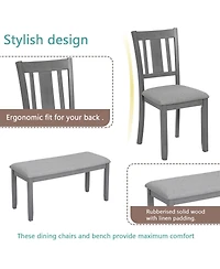 Casainc 6 Piece Dining Table Set with Rectangular Table, 4 Chairs and Bench for Dining Room