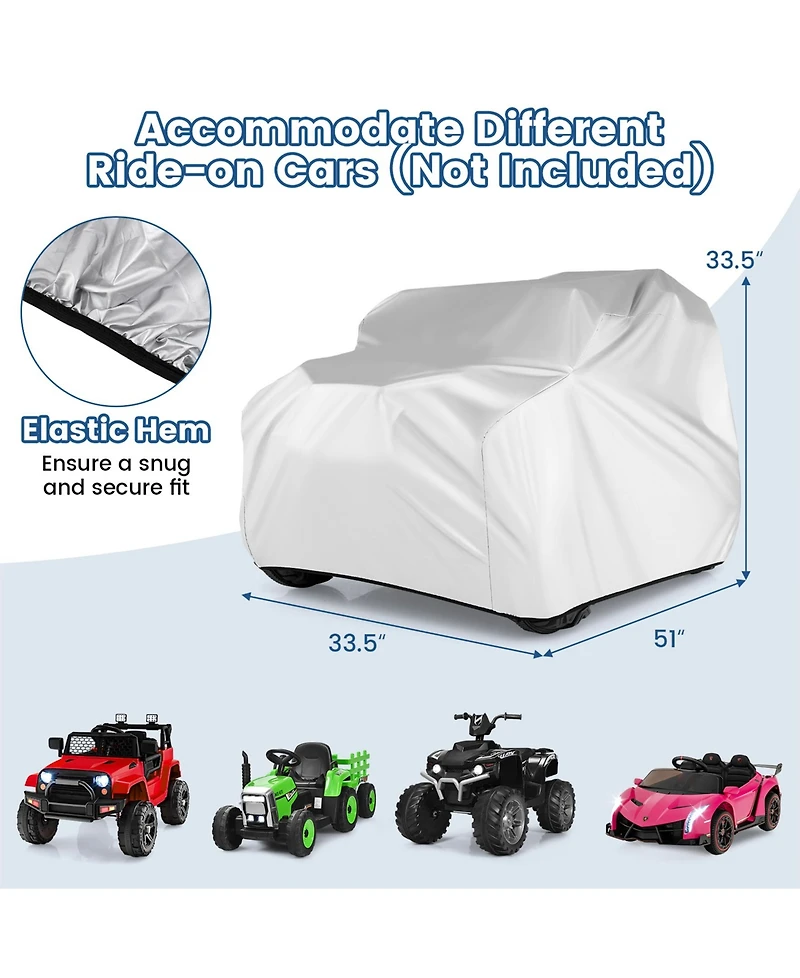 Kids Car Cover for Power Ride-On Toy Car with Storage Bag(Only Cover)