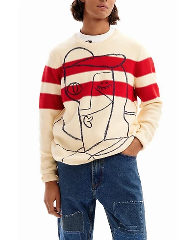 Desigual Men's Striped sweater with pattern.