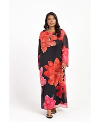 Fashion-szn Curve Women's Long Sleeve Floral Maxi Dress
