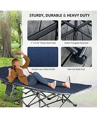 Outsunny 2 Person Camping Cot for Adults w/ Bag, Hunting Fishing Trip Bed,