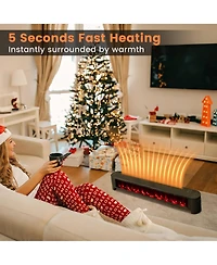 Costway 1400W Electric Baseboard Heater Convection Space Heater with Realistic 3D Flame