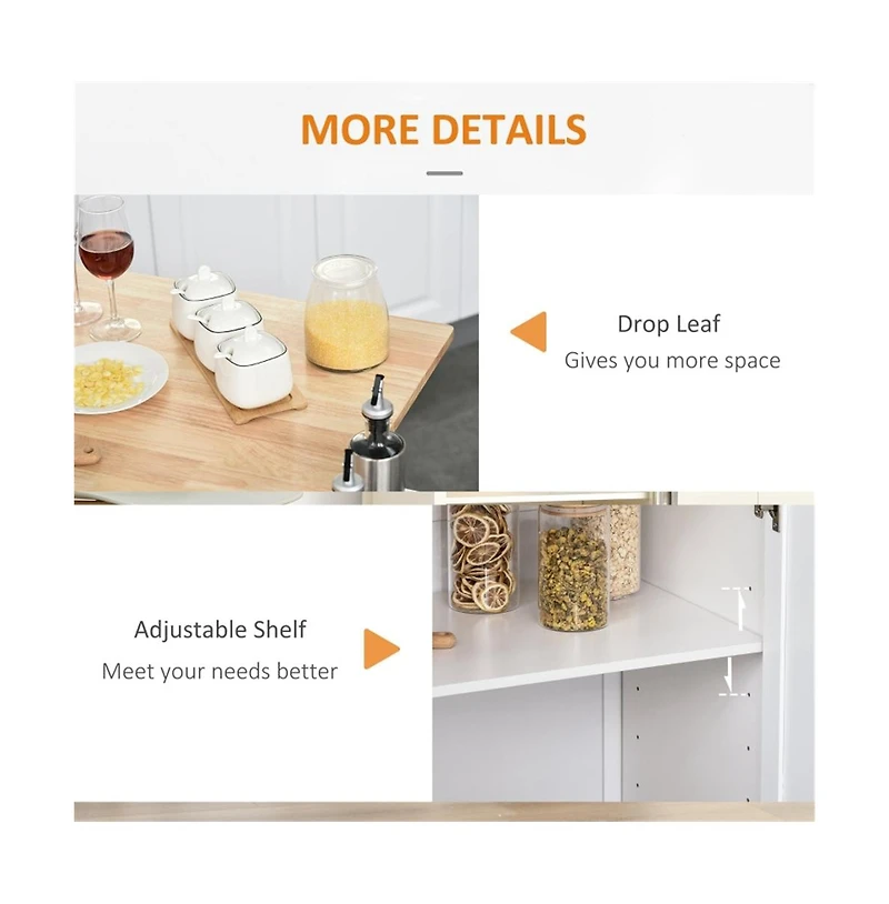 Slickblue Wooden Kitchen Storage Cabinet with Adjustable Shelves for Pantry and Dining Room Use