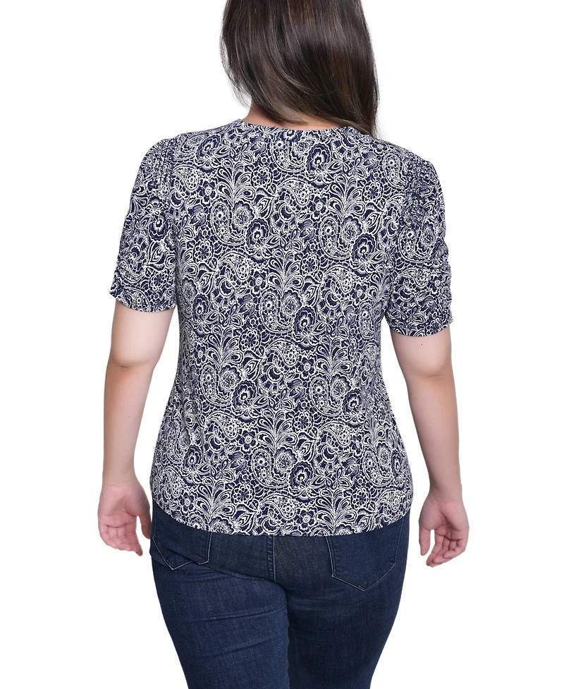 Ny Collection Petite Short Sleeve Scoop Neck Top