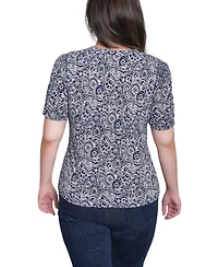 Ny Collection Petite Short Sleeve Scoop Neck Top
