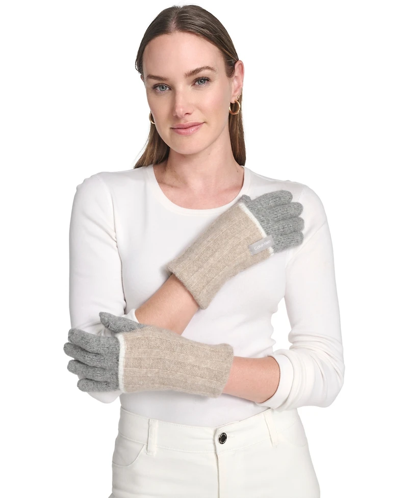 Calvin Klein Patchwork Knit Gloves