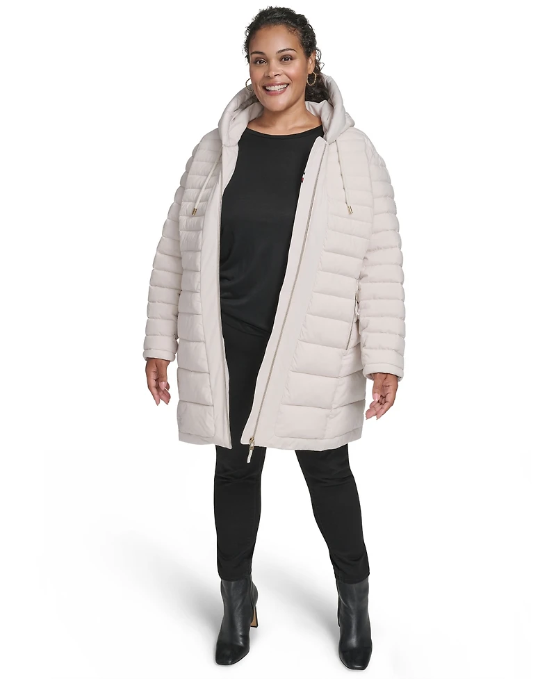 Tommy Hilfiger Plus Hooded Packable Puffer Coat