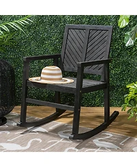 Jonathan Y Ned Modern Chevron-Back 300-Lbs Support Acacia Wood Patio Outdoor Rocking Chair