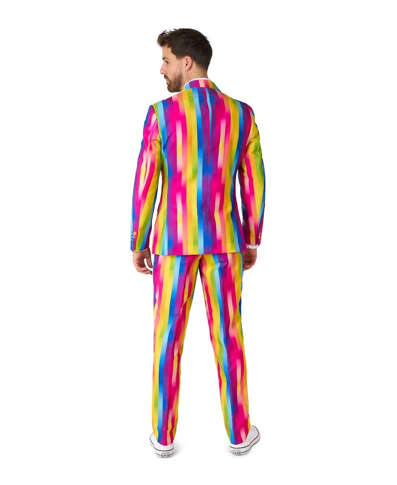 OppoSuits Men's Valentine's Day Suits - Hearts And Rainbow Print Outfits Love Theme Party