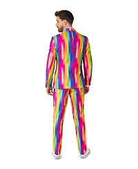 OppoSuits Men's Valentine's Day Suits - Hearts And Rainbow Print Outfits Love Theme Party