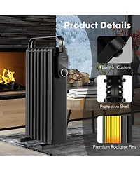 Costway 1500W Electric Space Heater Oil Filled Radiator Heater