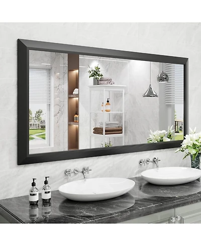 Amorho Bathroom Mirror, 60" x 30" Inch Thick Metal Framed Wall Mirrors for Over Sink, Bedroom, Living Room, Entryway