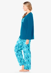 Dreams & Co. Women's Long Sleeve Knit Pj Set