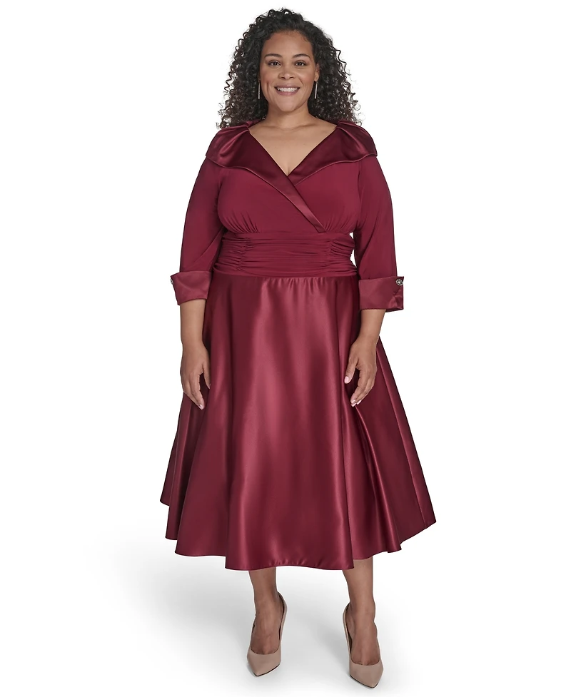 Jessica Howard Plus Rhinestone Cuff Sleeve Midi Dress