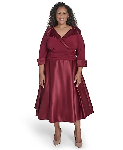 Jessica Howard Plus Rhinestone Cuff Sleeve Midi Dress