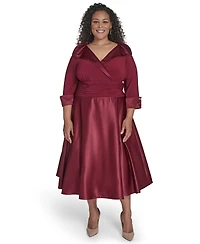 Jessica Howard Plus Rhinestone Cuff Sleeve Midi Dress