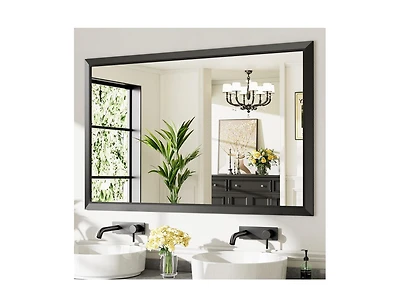 Amorho Bathroom Mirror, 55" x 36" Inch Thick Metal Framed Wall Mirrors for Over Sink, Bedroom, Living Room, Entryway