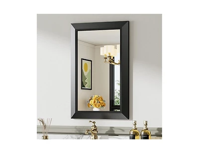 Amorho Bathroom Mirror, 24" x 16" Inch Thick Metal Framed Wall Mirrors for Over Sink, Bedroom, Living Room, Entryway