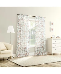 No. 918 Alethea Floral Print Crushed Voile Sheer Rod Pocket Curtain Panel