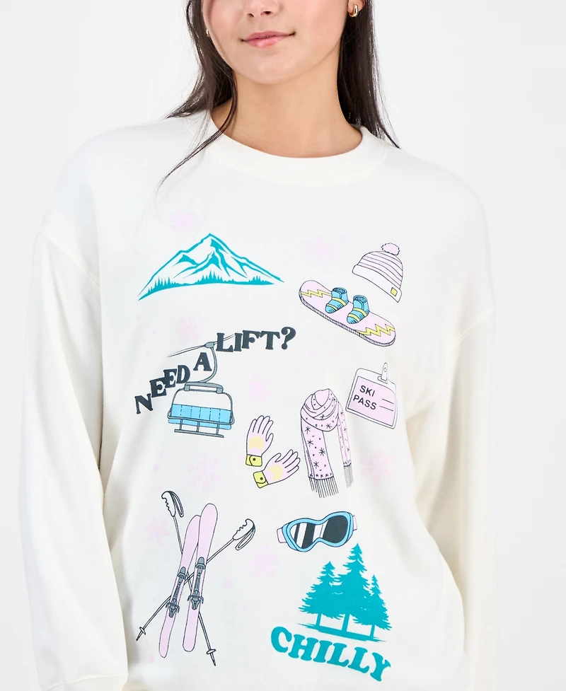 Rebellious One Juniors' Ski Graphic Print Sweathirt