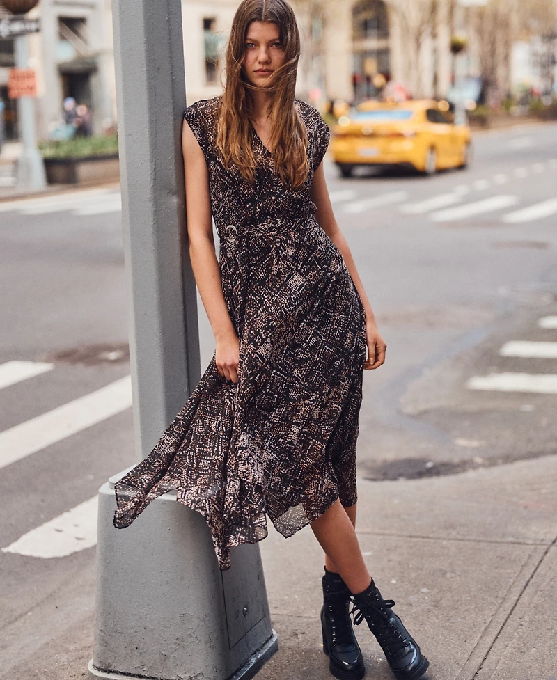 Dkny Women's Sleeveless V-Neck Fit & Flare Dress