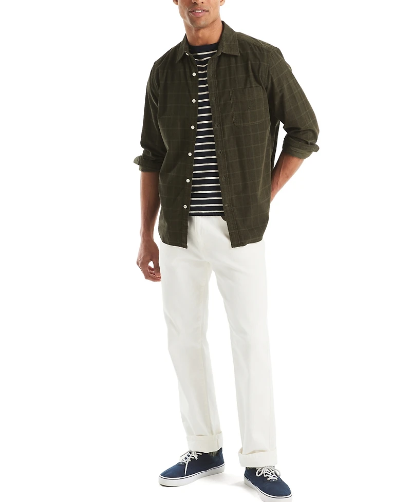 Nautica Men's Long Sleeve Corduroy Plaid Dobby Shirt