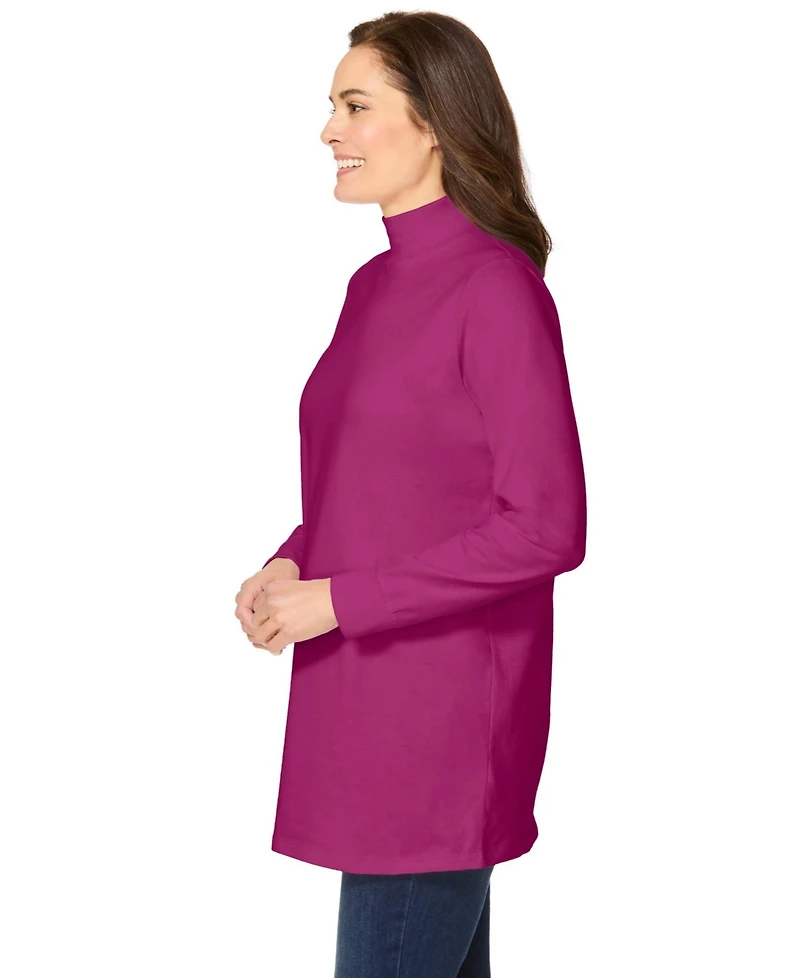 Woman Within Women's Perfect Long-Sleeve Mockneck Tee