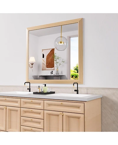 Amorho Bathroom Mirror, 40" x 36" Inch Thick Metal Framed Wall Mirrors for Over Sink, Bedroom, Living Room, Entryway