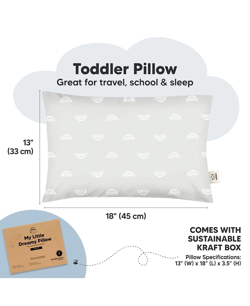 1pk Toddler Pillow, Soft Organic Cotton Pillows for Sleeping, 13X18 Kids Pillow