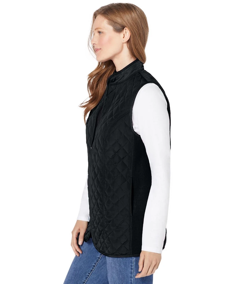 Woman Within Plus Zip-Front Quilted Vest