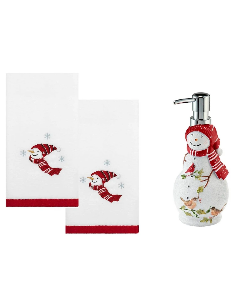 Avanti Holiday Cheer Resin Lotion Pump and 2-Pc. Cotton Fingertip Towel Set