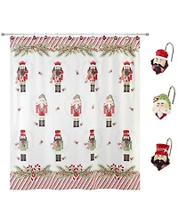Avanti Peppermint Nutcracker Shower Curtain and 12-Pc. Shower Curtain Hooks Set