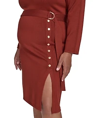 Jessica Howard Plus Long Sleeve Belted Midi Dress